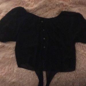 A’gaci sheer black short sleeved crop top